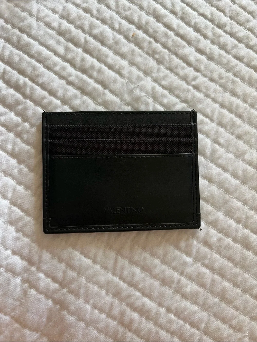 Valentino Black Leather Slim Card Case
